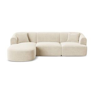 Béžová zamatová rohová pohovka (ľavý roh/s leňoškou) Campi – Cosmopolitan Design vyobraziť
