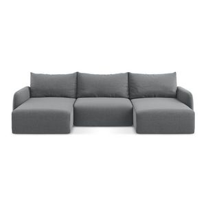 Sivá zamatová rozkladacia/s úložným priestorom rohová pohovka (do tvaru "U") Kalena – Makamii vyobraziť