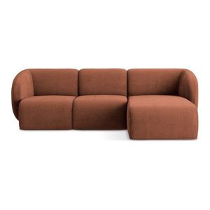 Ženilková rohová pohovka v terakotovej farbe (pravý roh/s leňoškou) Lani – Makamii vyobraziť