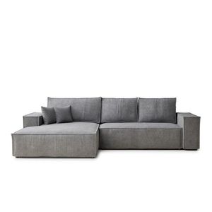 Sivá ženilková rozkladacia/s úložným priestorom rohová pohovka (ľavý roh/s leňoškou) Maze – Maison de Rêve vyobraziť