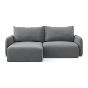 Sivá zamatová rozkladacia/s úložným priestorom rohová pohovka (ľavý roh/s leňoškou) Kalena – Makamii vyobraziť