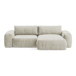 Béžová ženilková rozkladacia rohová pohovka (pravý roh/s leňoškou) Kuki – Makamii vyobraziť