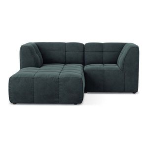 Modrá zamatová rohová pohovka (ľavý roh/s leňoškou) Aloha – Makamii vyobraziť