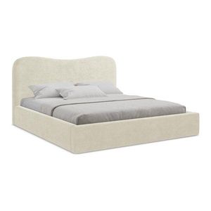 Béžová čalúnená dvojlôžková posteľ s úložným priestorom s roštom 140x200 cm Kahai – Makamii vyobraziť