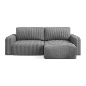 Sivá menčestrová rozkladacia/s úložným priestorom rohová pohovka (pravý roh/s leňoškou) Kona – Makamii vyobraziť