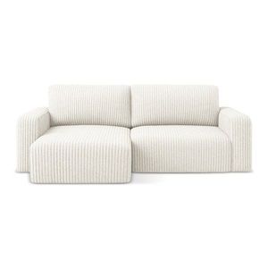 Krémovobiela menčestrová rozkladacia/s úložným priestorom rohová pohovka (ľavý roh/s leňoškou) Kona – Makamii vyobraziť