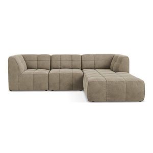 Hnedá zamatová rohová pohovka (pravý roh/s leňoškou) Aloha – Makamii vyobraziť