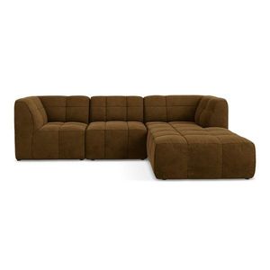 Zamatová rohová pohovka v horčicovej farbe (pravý roh/s leňoškou) Aloha – Makamii vyobraziť