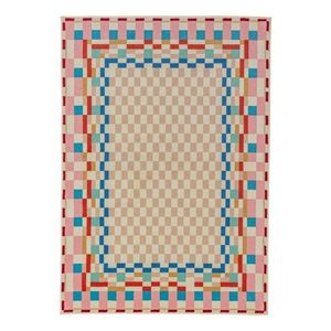Koberec s prímesou vlny 140x200 cm Checkered Border – Flair Rugs vyobraziť