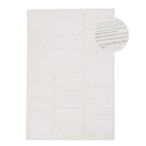 Biely ručne tkaný koberec s prímesou vlny 140x200 cm Sculptured Blocks – Flair Rugs vyobraziť