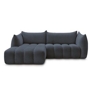 Tmavomodrá rohová pohovka z textílie buklé (ľavý roh/s leňoškou) Azra – Bobochic Paris vyobraziť