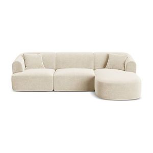 Béžová zamatová rohová pohovka (pravý roh/s leňoškou) Campi – Cosmopolitan Design vyobraziť