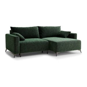 Tmavozelená ženilková rozkladacia/s úložným priestorom rohová pohovka (pravý roh/s leňoškou) Leon – Maison de Rêve vyobraziť