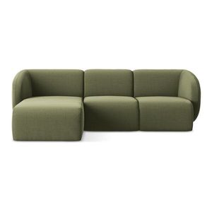 Zelená zamatová rohová pohovka (ľavý roh/s leňoškou) Lani – Makamii vyobraziť