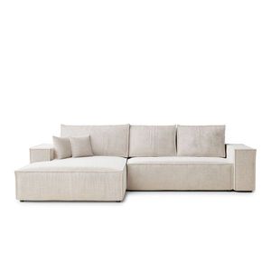 Krémovobiela ženilková rozkladacia/s úložným priestorom rohová pohovka (ľavý roh/s leňoškou) Maze – Maison de Rêve vyobraziť