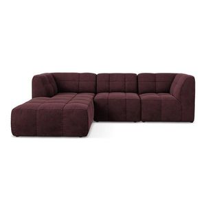 Vínovočervená zamatová rohová pohovka (ľavý roh/s leňoškou) Aloha – Makamii vyobraziť
