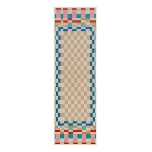 Behúň s prímesou vlny 80x300 cm Checkered Border – Flair Rugs vyobraziť