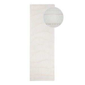 Biely ručne tkaný behúň s prímesou vlny 80x230 cm Sculptured Wave – Flair Rugs vyobraziť