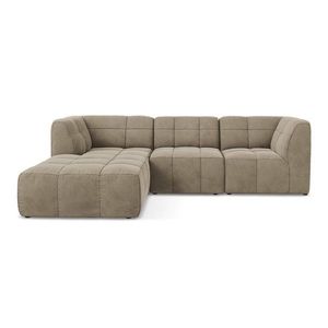 Hnedá zamatová rohová pohovka (ľavý roh/s leňoškou) Aloha – Makamii vyobraziť