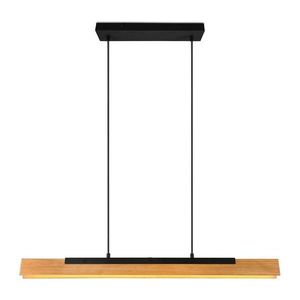 Matne čierne LED závesné svietidlo s dreveným tienidlom Kerala – Trio vyobraziť