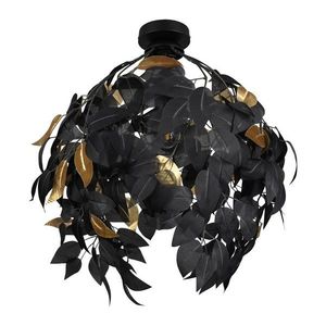 Matne čierne kovové stropné svietidlo s plastovým tienidlom ø 38 cm Leavy – Reality vyobraziť