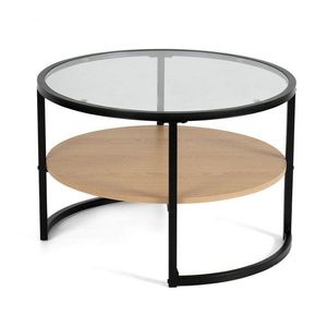 Čierny/v prírodnej farbe okrúhly konferenčný stolík v dekore duba ø 68 cm Zanu – Bonami Essentials vyobraziť