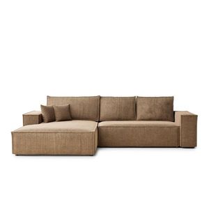 Svetlohnedá ženilková rozkladacia/s úložným priestorom rohová pohovka (ľavý roh/s leňoškou) Maze – Maison de Rêve vyobraziť