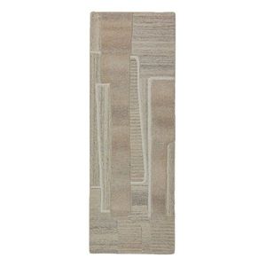 Sivobéžový ručne tkaný vlnený behúň 80x300 cm Lira – Flair Rugs vyobraziť