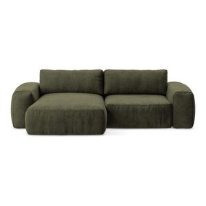 Zelená ženilková rozkladacia rohová pohovka (ľavý roh/s leňoškou) Kuki – Makamii vyobraziť