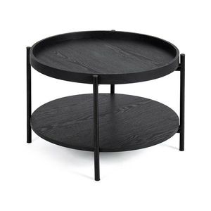 Čierny okrúhly konferenčný stolík v dekore duba ø 64 cm Hagen – Bonami Essentials vyobraziť