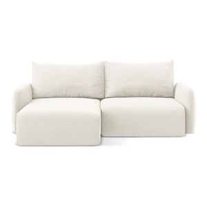 Krémová zamatová rozkladacia/s úložným priestorom rohová pohovka (ľavý roh/s leňoškou) Kalena – Makamii vyobraziť