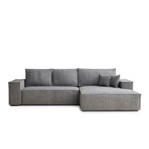 Sivá ženilková rozkladacia/s úložným priestorom rohová pohovka (pravý roh/s leňoškou) Maze – Maison de Rêve vyobraziť