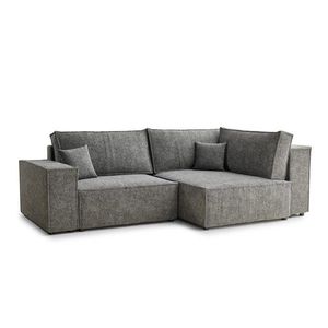 Sivá ženilková rozkladacia/s úložným priestorom rohová pohovka (pravý roh/do L) Tonga – Maison de Rêve vyobraziť