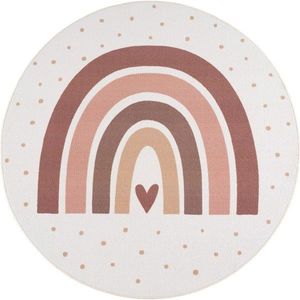 Krémovobiely prateľný detský koberec ø120 cm Coco 1132 – Ayyildiz Carpets vyobraziť