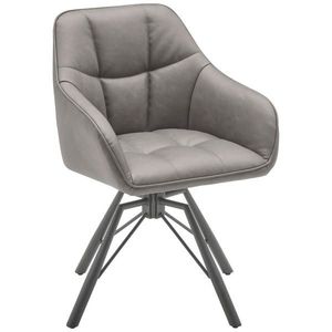 MID.YOU STOLIČKA S PODRÚČKAMI, železo, vzhľad kože, sivá, čierna vyobraziť