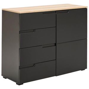 MID.YOU KOMODA, čierna, farba duba, 100/80/40 cm vyobraziť