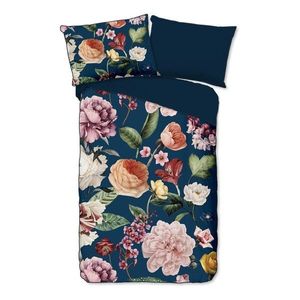 Tmavomodré obliečky na jednolôžko/predĺžené z bavlneného saténu 140x220 cm Fiori – Descanso vyobraziť