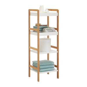 Xora REGÁL DO KÚPEĽNE, bambus, prírodná farba, biela vyobraziť