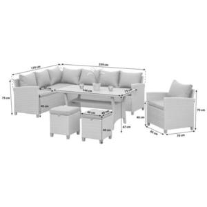 Gardenson TERASOVÁ SEDACIA SÚPRAVA 18-dielne, kov, plast, textil vyobraziť