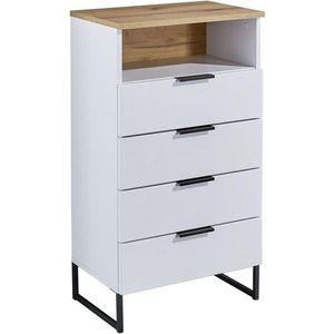 home24 STREDNE VYSOKÁ SKRINKA, biela, farba duba, 50/91/32 cm vyobraziť