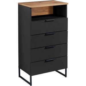 home24 STREDNE VYSOKÁ SKRINKA, čierna, farba duba, 50/91/32 cm vyobraziť