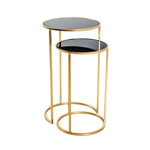 SADA PRÍRUČNÝCH STOLÍKOV, čierna, zlatá vyobraziť