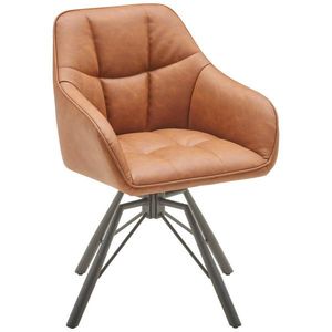 MID.YOU STOLIČKA S PODRÚČKAMI, železo, vzhľad kože, hnedá, čierna vyobraziť