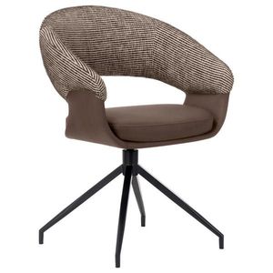 Novel STOLIČKA S PODRÚČKAMI, železo, tkaná textília, mikrovlákno, hnedá, čierna, biela vyobraziť