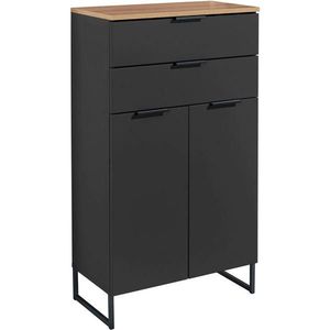home24 STREDNE VYSOKÁ SKRINKA, čierna, farba duba, 60/106/32 cm vyobraziť