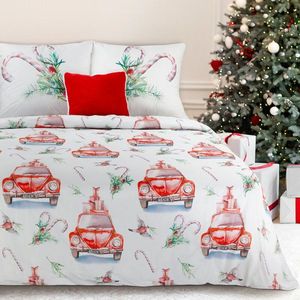 ArtFir Vianočné obliečky na dvojlôžko CANDY | biela/červená 160 x 200 cm vyobraziť
