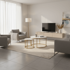 Signal Sada konferenčných stolíkov DION | zlatá / efekt biely mramor vyobraziť