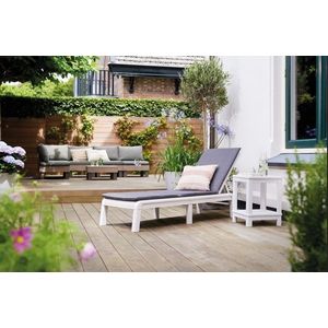 KETER Záhradné lehátko BALEARY s podsedákom | biela vyobraziť