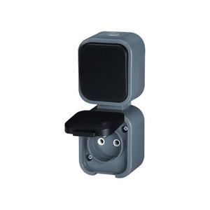 Jedna zásuvka + spínač ABEX GWN-B2/P sivo-čierna vyobraziť