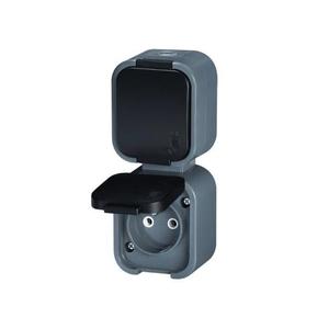 Jedna zásuvka ABEX NT-6B2/P sivo-čierna vyobraziť